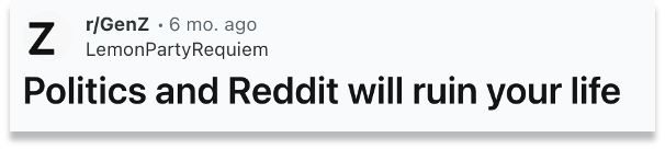 Reddit post about politics and social media
